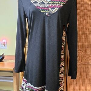 Reborn Black Dress with Multicolor Zigzag Pattern